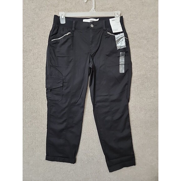 SONOMA Utility Cargo Capri Pants Women 8 Black Ultracomfort Waist Zip Pocket NEW - Picture 2 of 11